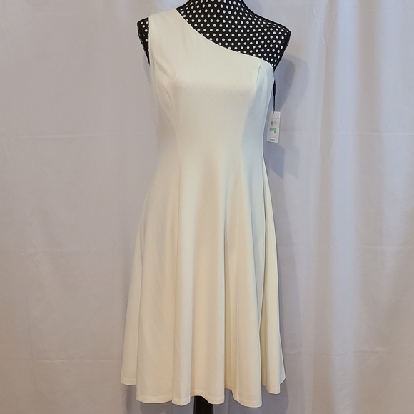 Calvin Klein One Shoulder White Dress - Picture 1 of 9